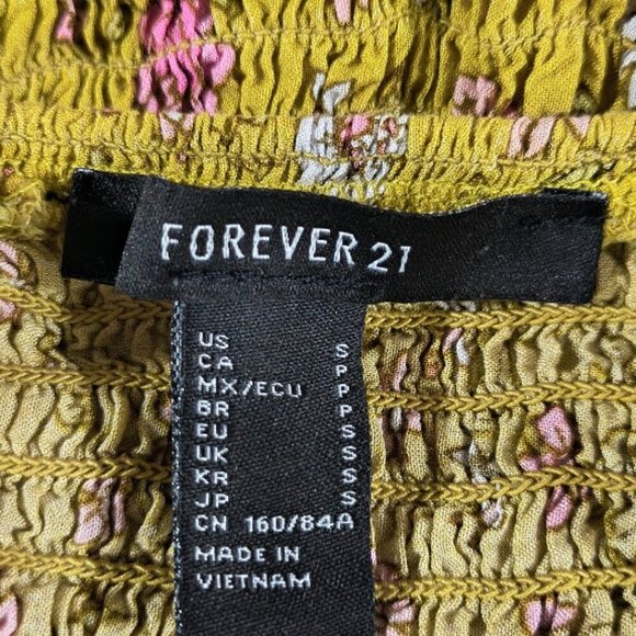 Forever 21 Summer Mustard Floral Of Shoulders Maxi Dress Women's Small - Picture 8 of 11